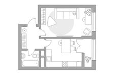 Планировка 1-комнатной квартиры, 39,42 м2
