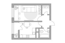 Планировка 1-комнатной квартиры, 34,37 м2