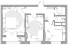 Планировка 2-комнатной квартиры, 54,73 м2