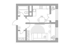 Планировка 1-комнатной квартиры, 33,28 м2