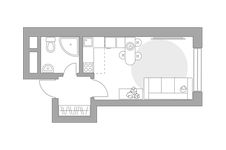 Планировка квартиры студии, 21,31 м2