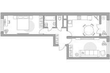 Планировка 2-комнатной квартиры, 58,96 м2
