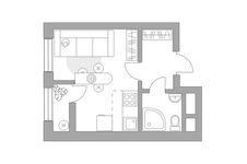 Планировка квартиры студии, 23,74 м2