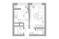 Планировка 1-комнатной квартиры, 31,41 м2