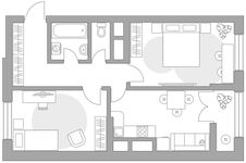 Планировка 2-комнатной квартиры, 50,84 м2