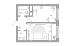 Планировка 1-комнатной квартиры, 32,75 м2