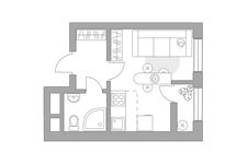Планировка квартиры студии, 22,74 м2