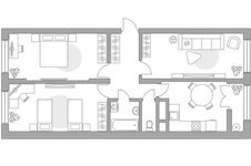 Планировка 3-комнатной квартиры, 71,87 м2