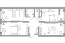 Планировка 3-комнатной квартиры, 66,31 м2