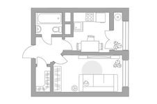 Планировка 1-комнатной квартиры, 33,94 м2