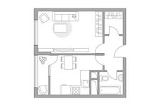 Планировка 1-комнатной квартиры, 36,97 м2