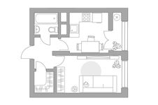 Планировка 1-комнатной квартиры, 33,33 м2