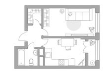 Планировка 1-комнатной квартиры, 33,43 м2