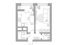 Планировка 1-комнатной квартиры, 35,6 м2
