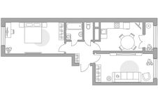 Планировка 2-комнатной квартиры, 56,95 м2