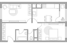 Планировка 2-комнатной квартиры, 53,38 м2