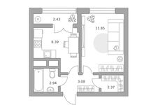 Планировка  1-комнатной квартиры, 31 м2