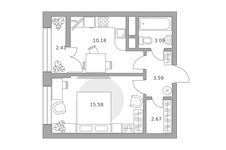 Планировка  1-комнатной квартиры, 37 м2