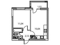 Планировка 1-комнатной квартиры, 33,06 м2