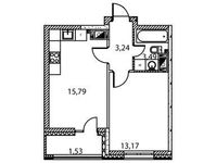 Планировка 1-комнатной квартиры, 37,22 м2