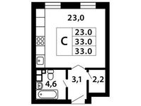Планировка 1-комнатной квартиры, 32,94 м2