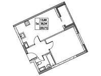 Планировка 1-комнатной квартиры, 40,41 м2