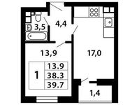 Планировка 1-комнатной квартиры, 39,96 м2