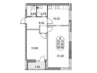 Планировка 2-комнатной квартиры, 58,68 м2