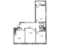 Планировка 3-комнатной квартиры, 75,94 м2