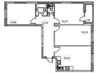 Планировка 3-комнатной квартиры, 86,22 м2
