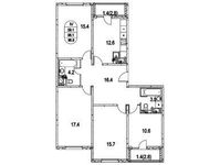 Планировка 4-комнатной квартиры, 99,5 м2