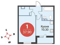 Планировка 1-комнатной квартиры, 37,9 м2