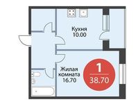 Планировка 1-комнатной квартиры, 38,7 м2