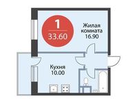 Планировка 1-комнатной квартиры, 33,6 м2