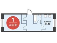 Планировка 1-комнатной квартиры, 40 м2