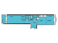 Планировка 2-комнатной квартиры, 46,7 м2
