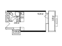 Планировка квартиры студии, 23,94 м2