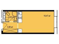 Планировка квартиры студии, 26,49 м2
