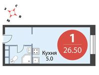 Планировка квартиры студии, 26,5 м2