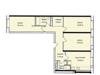 Планировка 3-комнатной квартиры, 83,26 м2