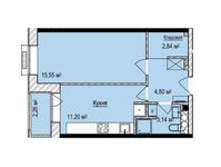 Планировка 1-комнатной квартиры, 38,66 м2