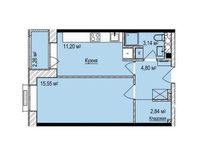 Планировка 1-комнатной квартиры, 38,66 м2