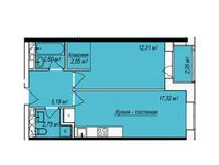 Планировка 2-комнатной квартиры, 43,29 м2
