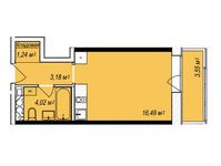 Планировка квартиры студии, 26,71 м2