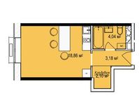 Планировка квартиры студии, 28,18 м2