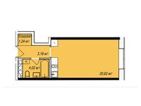 Планировка квартиры студии, 29,06 м2