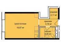 Планировка квартиры студии, 28,66 м2