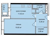 Планировка 1-комнатной квартиры, 39,93 м2