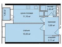 Планировка 1-комнатной квартиры, 39,61 м2