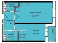 Планировка 2-комнатной квартиры, 47,08 м2